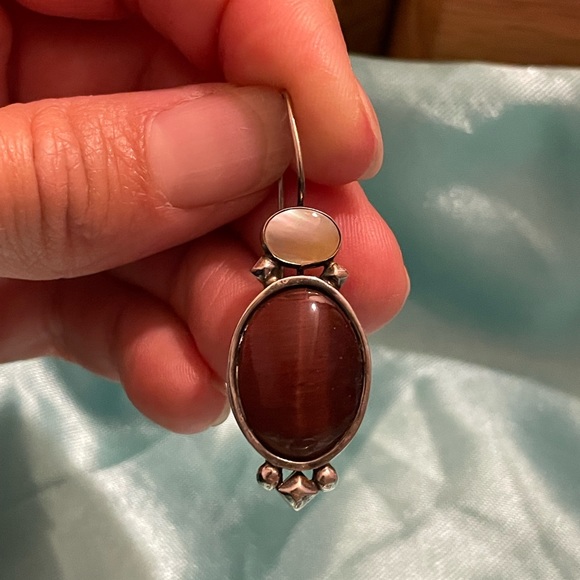 DTR Jay King Sterling Silver 925 Tiger Eye and MOP Dangle Drop Earrings - Picture 7 of 7